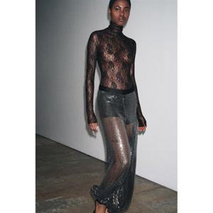 자라 ZARA 레이스 긴소매 바디수트 - 블랙 1223622800 325683