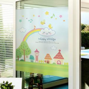 창문 시트지 칼라 안개시트지 해피빌리지01 M-B