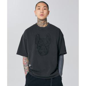 [라이프워크] 공용) 피그먼트 자수 반팔티셔츠_LW232TS080