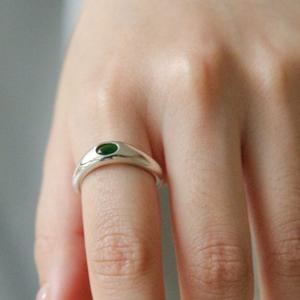 바이데이지 그린오닉스 원석 실버 오픈반지 Br0321