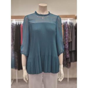 벨리시앙 세이브존07 쉬폰배색 플리츠 블라우스 BL3215