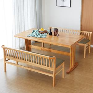 베스트리빙 오츠카 제시 1600 우드슬랩 고무나무 6인식탁세트/팔걸이벤치2개