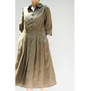 [비꼴리끄(여성)]린넨 칠부소매 원피스 B232WO2190