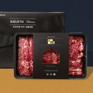 (지정일 배송)[대정]1++(7)한우 새우살치등심 구이 모둠 세트 1호 1kg (새우살100g+살치살100g+ 채끝등심400g+등심400g)