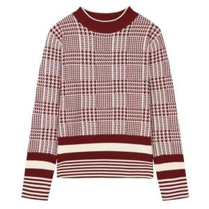 SI 세이브존07 글렌체크 배색 하이넥 니트 SHUCY2950