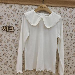 치크 HC34 CKLA24W4G 레이스포인트카라티블라우스