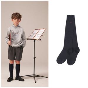 빈2 (BZ14AS03NV) 아동 남여공용 네이비 골지 니삭스 초등