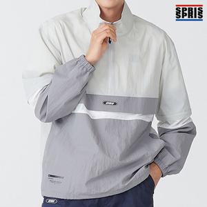 스프리스 남성 3단 배색 아노락 점퍼 그레이