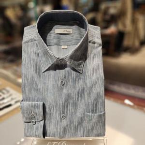 듀퐁셔츠 SE5SM11LS117SGE 비지니스 라인 시원한 여름 폴리써커 스트라이프 혼방 일반 핏 셔츠