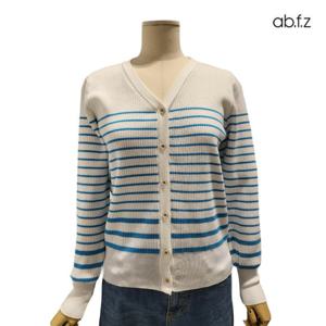 [에이비에프지]V넥 스트라이프 골지 긴팔 니트 가디건 APZ5HY36G