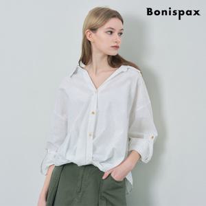 [보니스팍스(여성의류)]롤업 트임 카라 버튼업 셔츠 (XP1BA005L0)