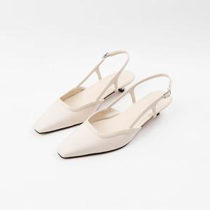 [신난다슈] 여성 슬링백힐 3cm 밴딩 슬링백 샌들 펌프스 구두 발편한 낮은굽 AG257806 크림