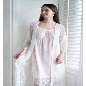 (55-88)여성스럽고 로맨틱한 울오버 전체레이스가운 원피스잠옷WGN7300A WGN7300B