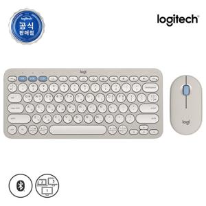 로지텍 코리아 PEBBLE 2 Combo 무선 키보드 마우스 세트 샌드