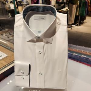 듀퐁셔츠 SE4FM21LS304SWH 24FW 면 레이온 배색 화이트 슬림 핏 셔츠