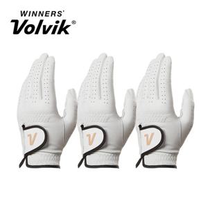 볼빅 퍼포먼스 양피 여성용 골프장갑 화이트 3장 세트