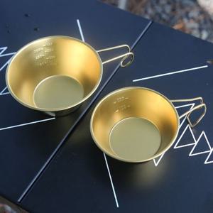 골드 티타늄 코팅 304스텐레스 시에라컵 300ml 티타늄코팅컵 캠핑용컵 캠핑컵 손잡이잔 스텐컵 티타늄코팅