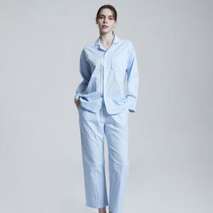 [예스][워싱면100] 하늘색 드롭숄더 자카드 남녀공용 파자마 YSMNB201
