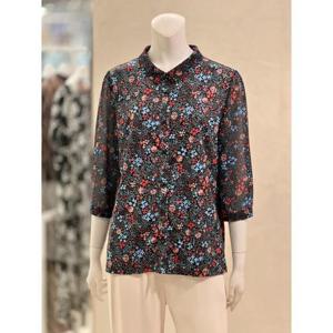 벨리시앙 세이브존01 플로럴 슬리브 쉬폰 배색 블라우스(2color) BL4235