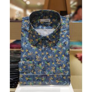 듀퐁셔츠 슬림핏긴팔 SE4SM21LS332SBU 여름용 평직 프린트 남방 선물용