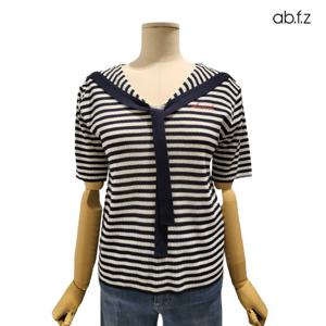 [에이비에프지]세일러 카라 스트라이프 반팔 니트 APZ2HW50F