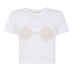 마그다부트림 화이트 크로셰 디테일 크롭 티셔츠 108321 WHITE