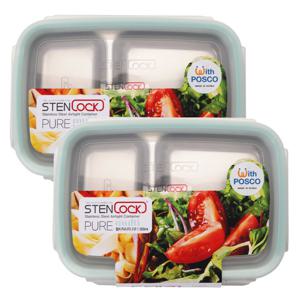 스텐락 퓨어 멀티 직사각찬통 2호 2개세트 나눔 반찬통 밀폐용기