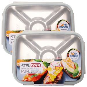 스텐락 퓨어 멀티 직사각찬합 5호 2개세트 나눔 반찬통 밀폐용기