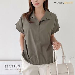 [웬디즈갤러리]반오픈 스트링 반팔셔츠/일상 출근 데일리 RSH118
