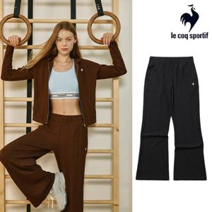 [르꼬끄] 여성 부츠컷 케이블 자가드 팬츠 QQ322OFP92_BLK