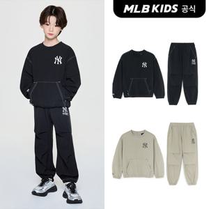 [MLB 키즈] (공식) 스트릿 베이직 로고 아트웍 우븐 맨투맨세트 (2color)