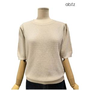 [에이비에프지]와플 짜임 포인트 라운드넥 반팔 니트 APZ4HW40J