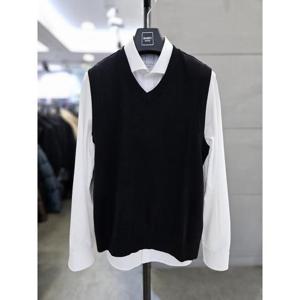 바쏘옴므 세이브존03 바쏘옴므 남자 가을 겨울  블렌드 조끼 블랙 니트 베스트 WSAGZ3WV01A