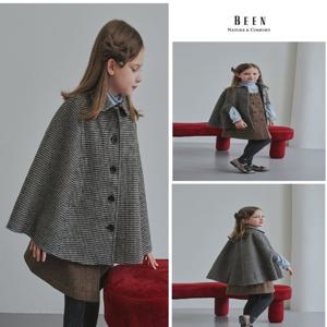 [빈]BZ62CT02BG 베이지 체크 핸드메이드 울 케이프