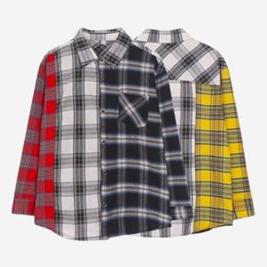 아이에스이랩 / 간절기 배색 체크 긴팔 남방 남자 여자 셔츠 I3SH023