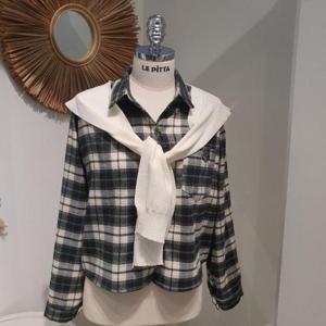 르피타 HC06 세미 크롭 긴팔 셔츠(그린) L254BSHA06