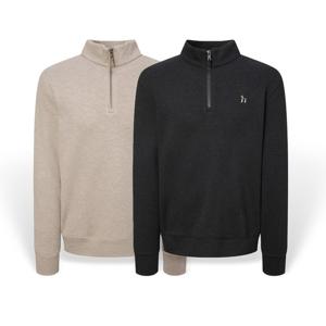 [헤지스][25FW][2컬러 택1] 남성 멜란지 솔리드 하프집업 맨투맨 HZTS5D405