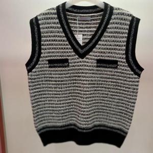 Latium HC06 캡소매 트위드형 브이넥 깔끔한 니트조끼 베스트 T2541vt01B1