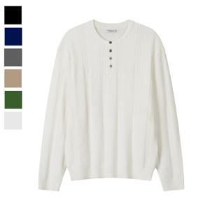 남자 가을 코엘 라운드 헨리넥 긴팔 니트 AS-KNA-Q028-아이보리