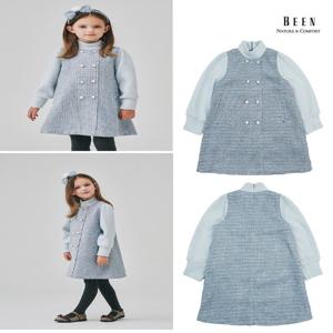 [빈]BZ64OP01MT 민트 트위드 져지배색 원피스