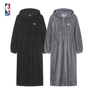 NBA 여성 루즈핏 허리스트링 벨로아 후드원피스 N254TO711P