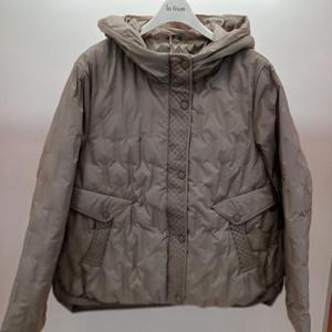 Latium HC06 짧은 블럭튜브 언발 집업 후드 벌룬 덕 패딩 점퍼 T2543jp03B1