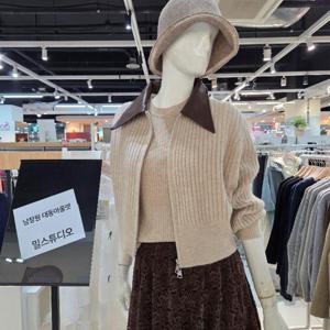 밀스튜디오 DP02 가죽포인트 골지집업 니트 LRAZPS103,203