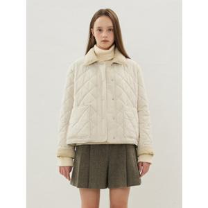 [올리브데올리브] OP5WMA14 코듀로이 카라배색 다이아 퀼팅 패딩점퍼