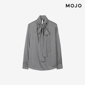 [모조에스핀] 체크 하이넥 리본타이 블라우스 (J254XSC032)