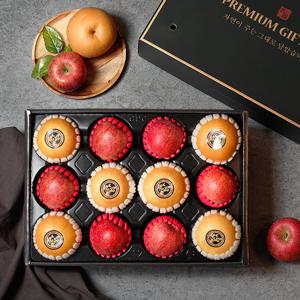 (지정일 배송)[보자기동봉]청년농부 사과배 혼합세트 1호 5kg (배6과+사과6과)과일선물세트