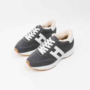 [신난다슈] 여성 털 스니커즈 운동화 4cm 방한 단화 퍼안감 소가죽 스웨이드 MRO257158 그레이