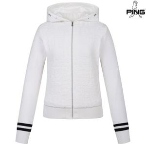 [핑골프][양말증정]여성 구스 다운 후드 집업 니트 가디건 121C4SD173_WH