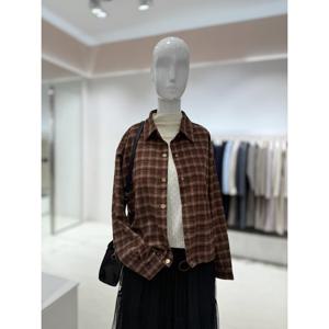 [숲]밑단스트링 훅단추 체크셔츠  SBALS84I