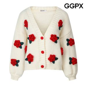 [지지피엑스]폼폼 플라워 니트 가디건 GP9KG009F